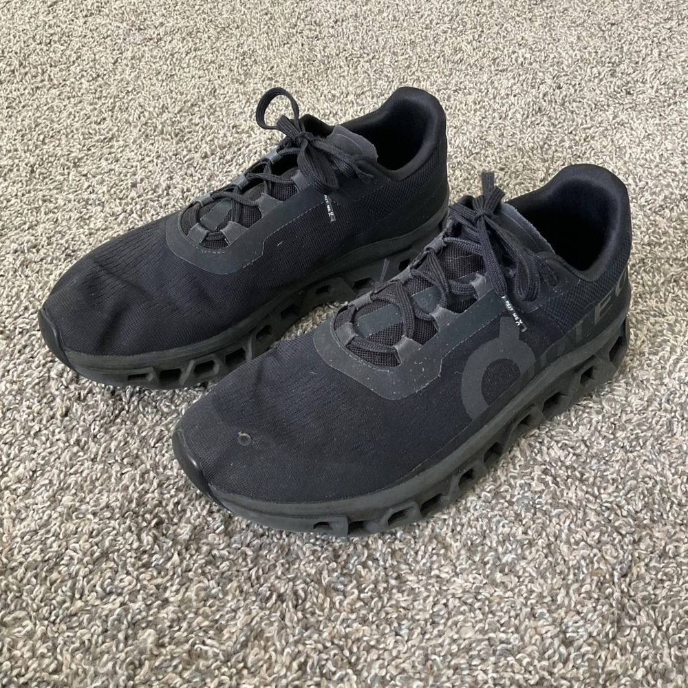 On Cloudmonster Running Shoes Mens Size 10 Black CloudTec Cushioned Sneakers